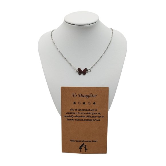 Mother Daughter Butterfly Duo Necklaces Silver Stainless Steel - Picture 2 of 8